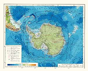 Антарктика. Физическая карта