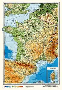 Франция. Физическая карта
