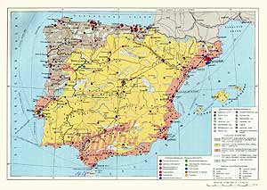 Испания, Португалия. Экономическая карта