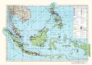 Индонезия, Филиппины, Малайзия, Сингапур. Экономическая карта