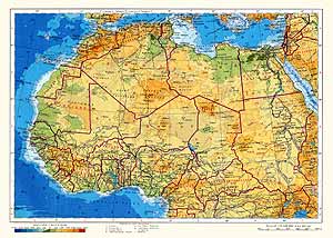 Северная и Западная Африка. Физическая карта