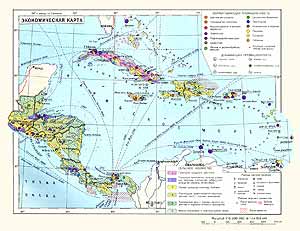Центральная Америка и Вест-Индия. Экономическая карта
