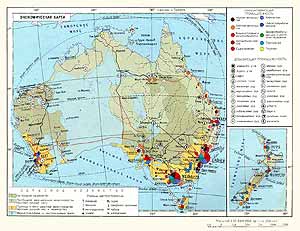 Австралия, Новая Зеландия. Экономическая карта