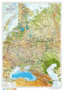 Европейская часть СССР. Физическая карта