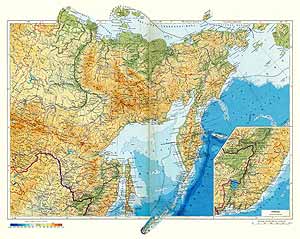 Северо-восток Сибири и Дальний Восток СССР. Физическая карта