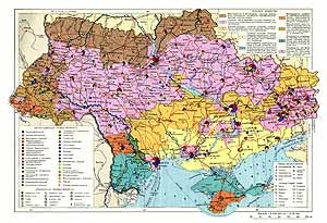 Украинская ССР, Молдавская ССР. Экономическая карта