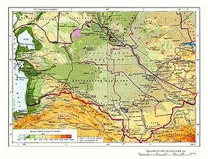 Туркменская ССР. Физическая карта